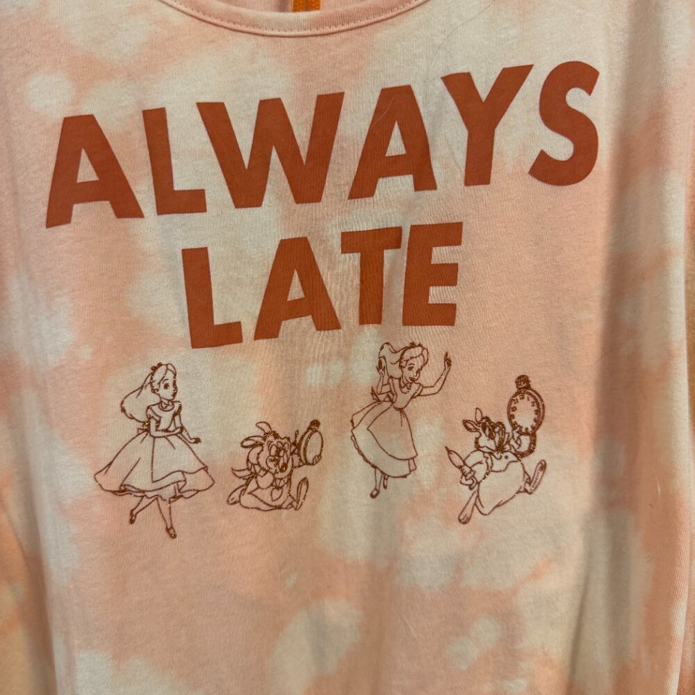 NEW with TAGS! Never worn. Disney World "Always Late" Ladies Pajama Set-Size Lg - Picture 2 of 8